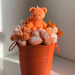 باکس گل شمعی سطلی نارنجی