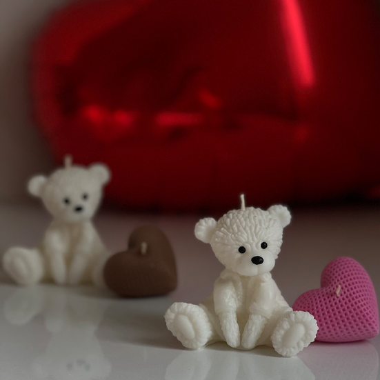 شمع ولنتاین خرسی سفید