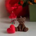 شمع ولنتاین خرسی قهوه ای